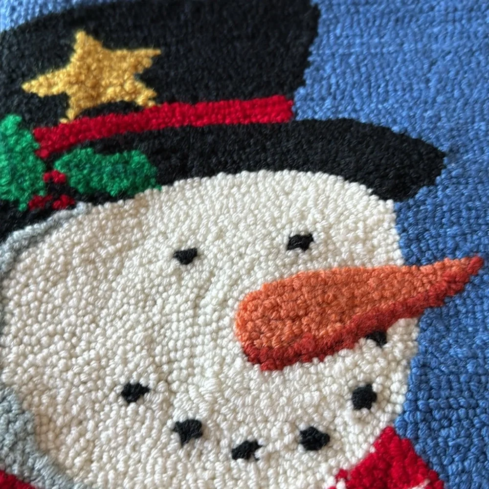 Beautiful Needle Punch Embroidered Snowman Christmas Stocking velvet back